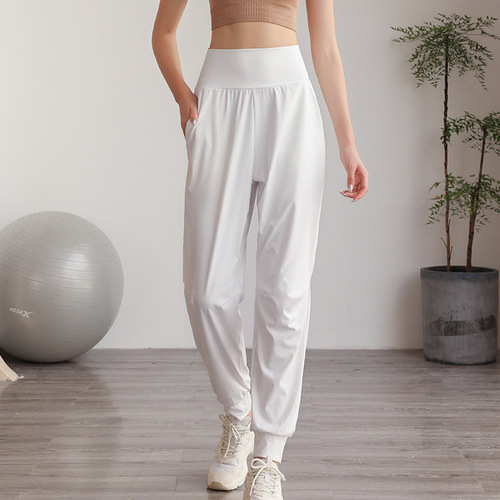 Autumn and winter nylon high-waisted yoga sports trousers for women, loose slimming casual running training fitness leggings sweatpants
