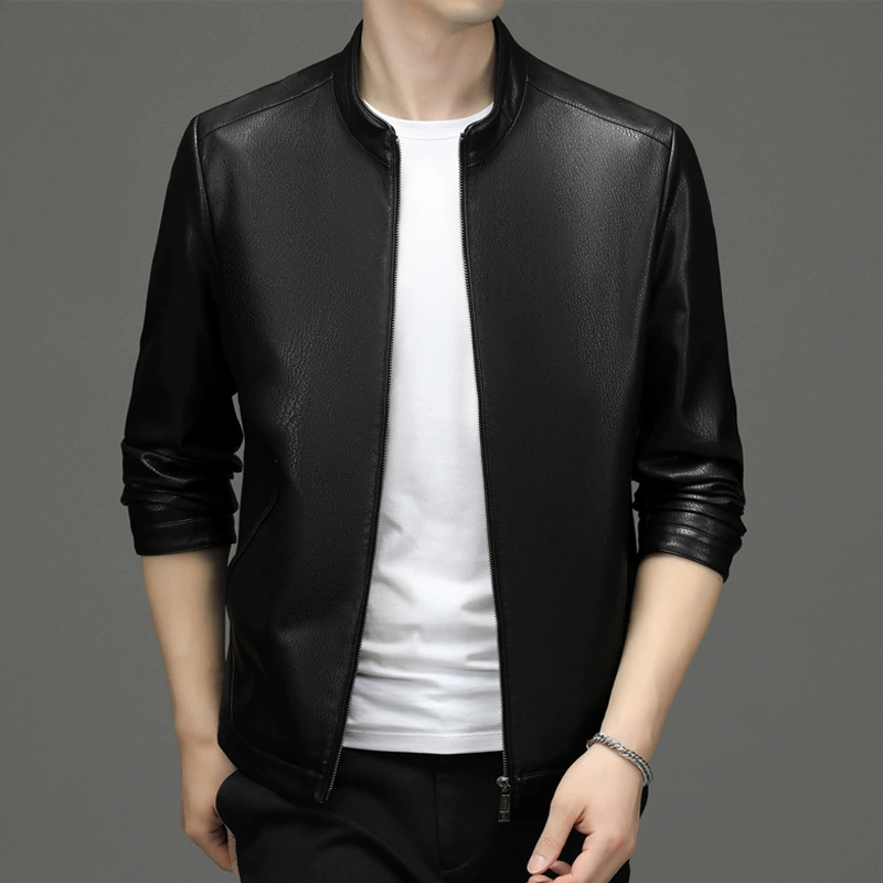 Демисезонное полиуретановое длинное теплое пальто, slim fit, средняя длина, корейский стиль