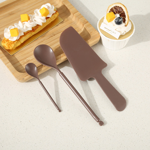 Cake knife and spatula set birthday cake disposable turner baking cake shop cutting knife plastic tableware wholesale
