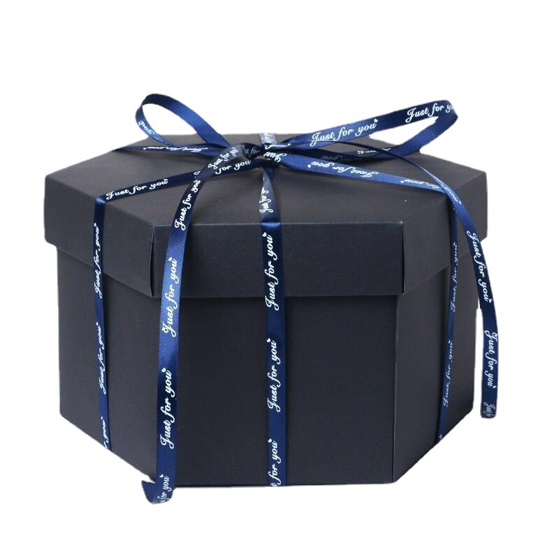 成品黑色六边形多层爆炸盒子DIY手工相册创意生日礼物爆炸盒跨境
