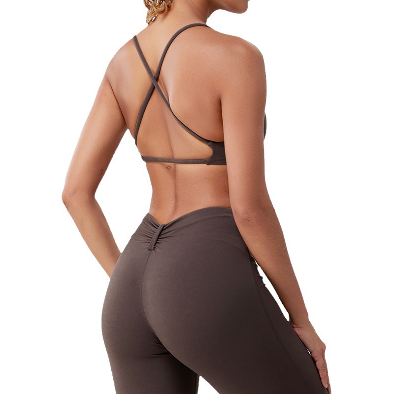 Sujetador de yoga desnudo transpirable de secado rápido europeo y americano ropa interior deportiva para mujer cabestrillo belleza espalda fitness ropa de yoga superior
