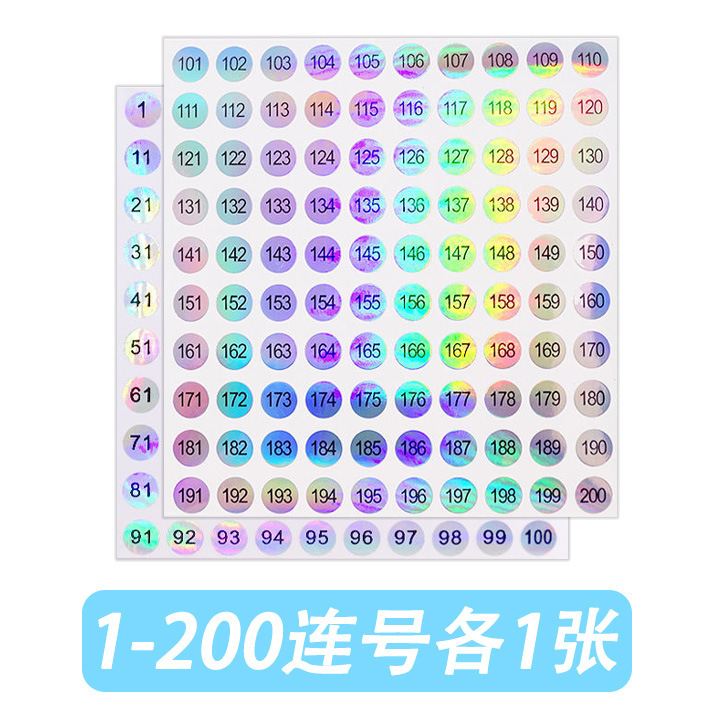 甲油瓶編號數字號碼貼紙圓形鐳射防水編碼相冊標籤1-500連號數字