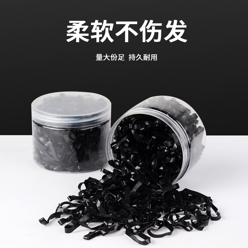 Banda de goma para mujeres para el cabello grueso grueso anillo de cabello adulto desechable de alta elasticidad anillo de goma negro duradero cuerda de cabeza pequeña