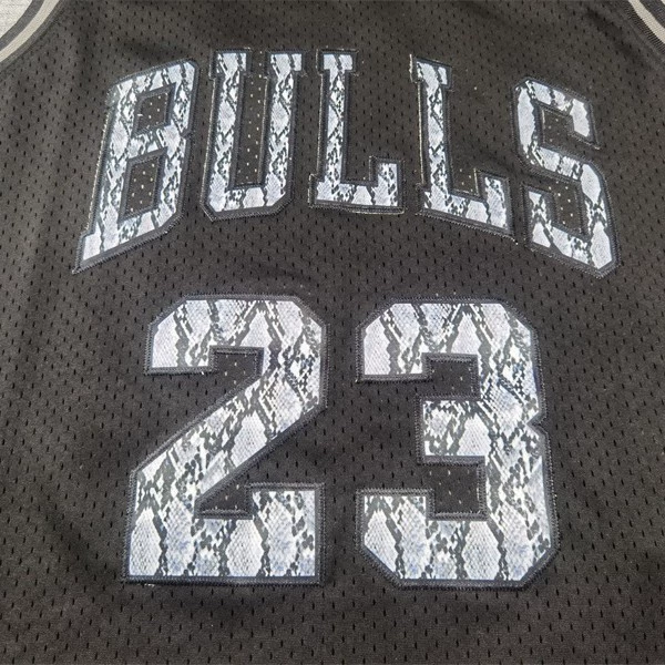 Оптовая поставка зарубежной торговли гидранжевые майки Chicago Bulls 23 ретро змея рисунок баскетбол формы черные Bulls