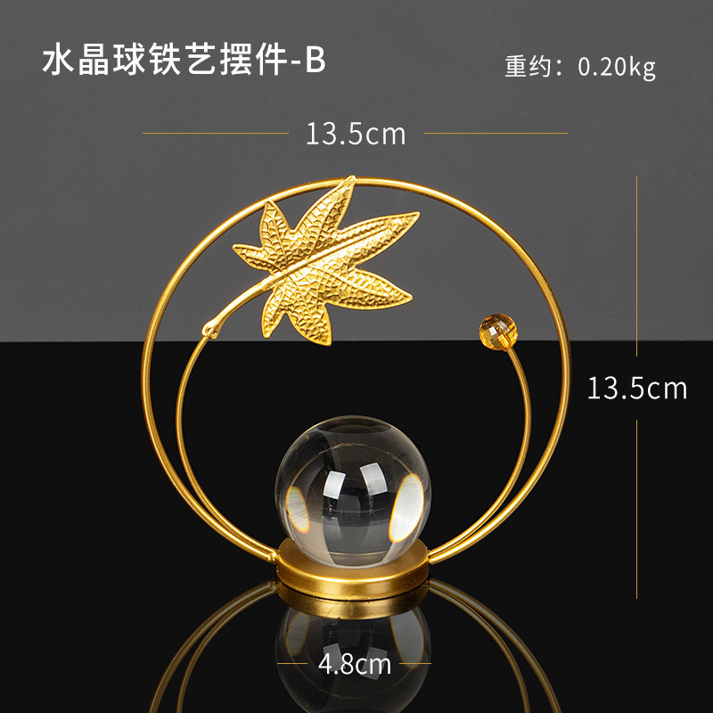 Líneas creativas de metal cristal bola decoración de nicho de alta calidad sala de estar dormitorio oficina decoración de escritorio