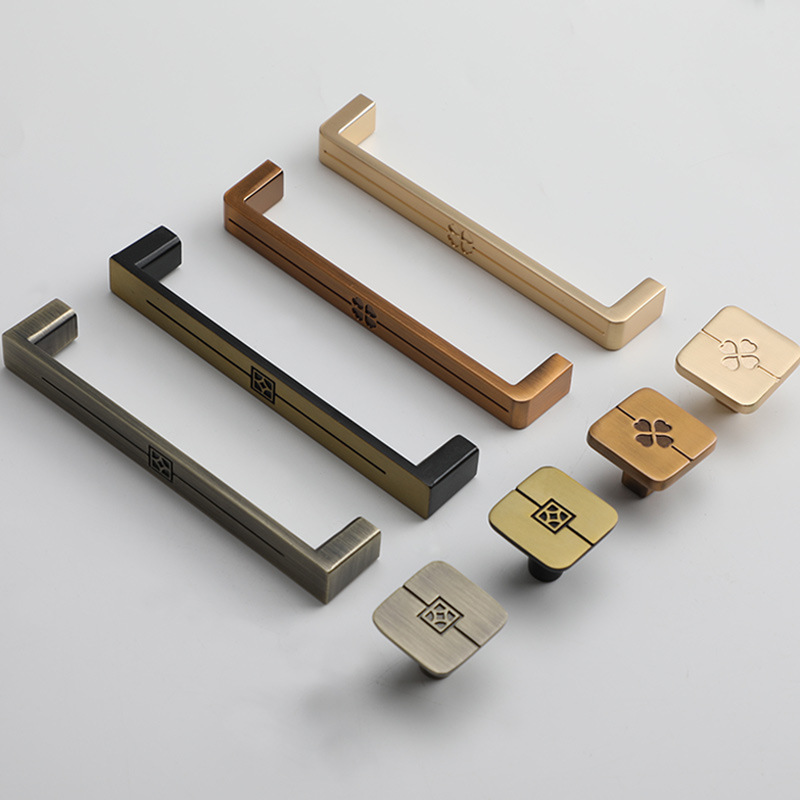 新中式櫥櫃實心加厚櫃門方形抽屜單孔拉手衣櫃門拉手復古簡約歐式