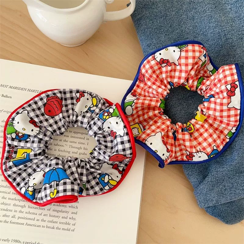 Корейская клетчатка Kitty Girl колечка для волос Сладкая девушка