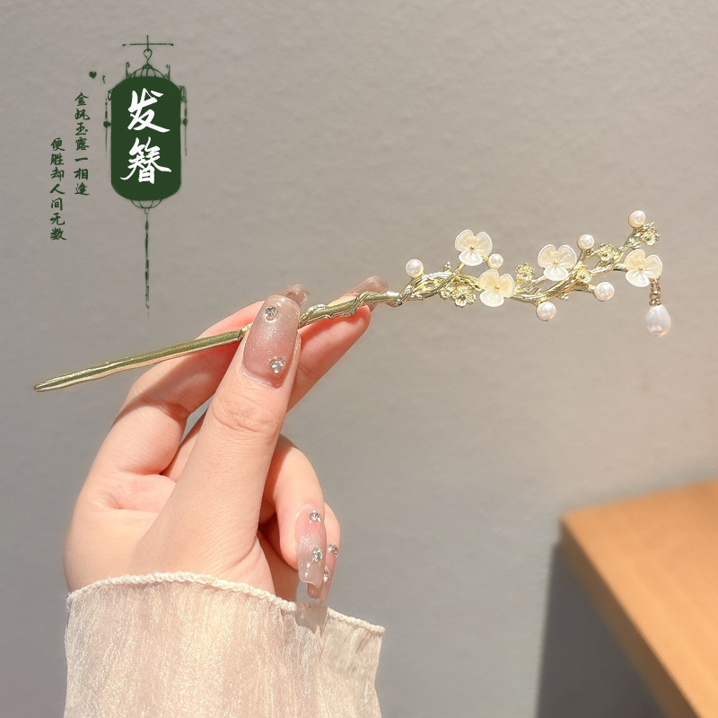 Flores chinas retrógradas flange paso agitando pinzas de cabello de mujer elegante ropa de estilo chino pinzas de cabello de cabello de cabeza trasera pinzas de cabello