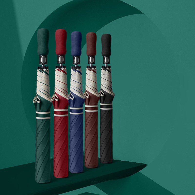 跨境外贸爆品超大高尔夫伞27寸两折自动伞商务雨伞超轻折叠伞