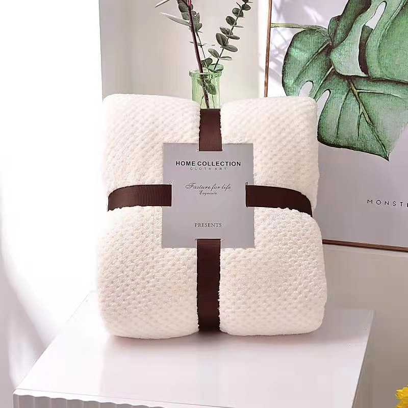 Manta de rejilla de piña de estilo japonés de otoño e invierno para el procesamiento personalizado de manta de color sólido de terciopelo Falai al por mayor de fábrica