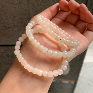 Jin Yutang Xinjiang Hotan Jade Lotus Root Starch Old Bead Handstring Natural Light Photograph Jade Water Moisturizing Material Delicate