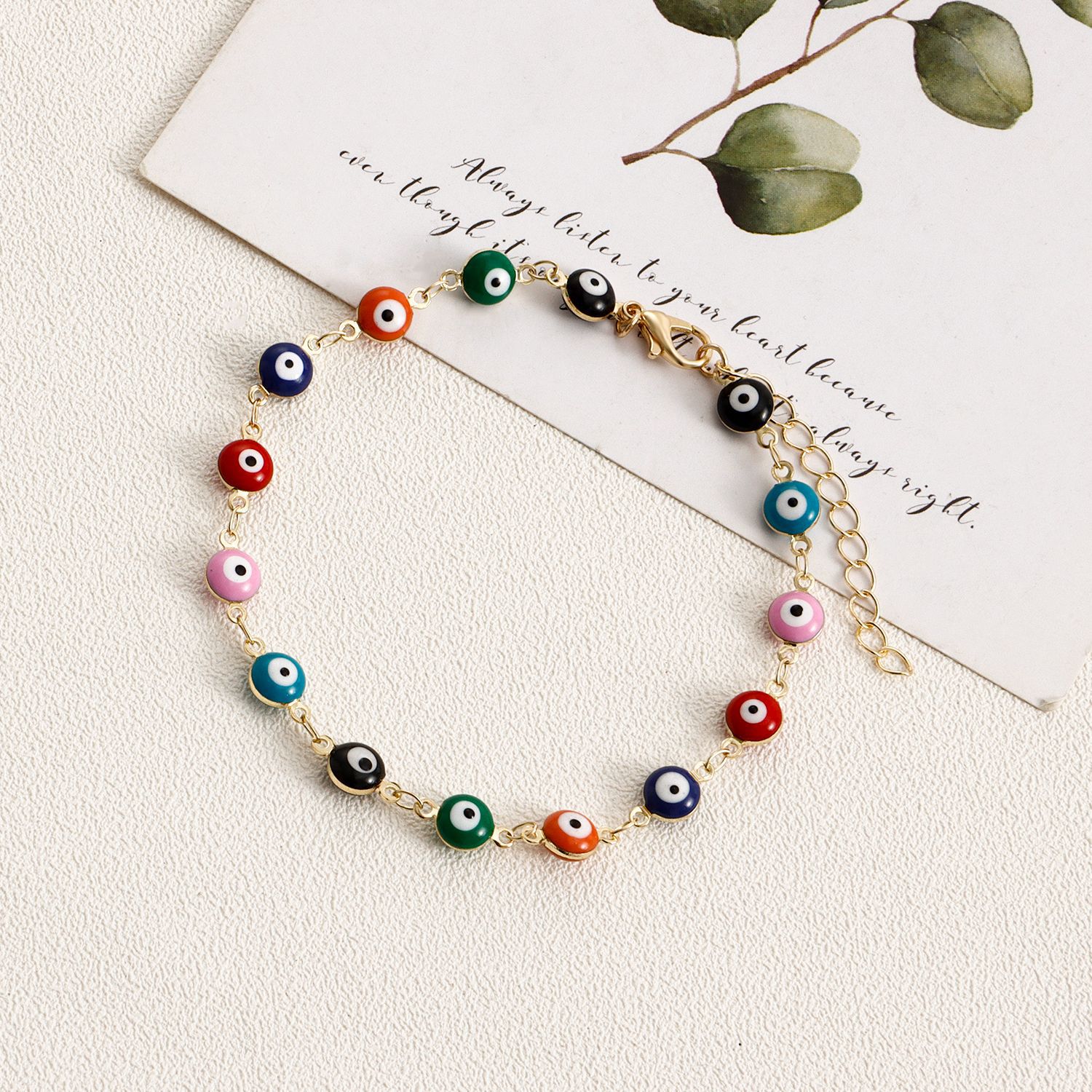 3 Piece Set Fashion Devilu0027S Eye Alloy Enamel Womenu0027S Anklet