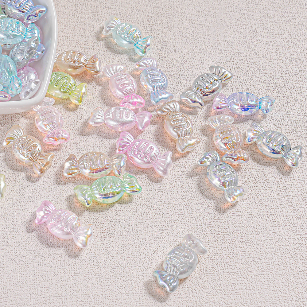 Haijia 20 esmaltes de azúcar chapados en color color mágico a través de agujeros de caramelo cadena de teléfono móvil con cuentas material de bricolaje llavero colgante de coche cuentas