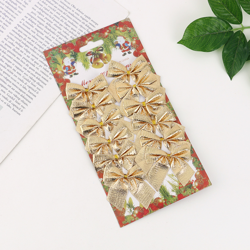 Fabricante de Navidad bowknot 5.5cm12 bowknot rojo oro y plata paño rojo árbol de Navidad decoraciones colgante