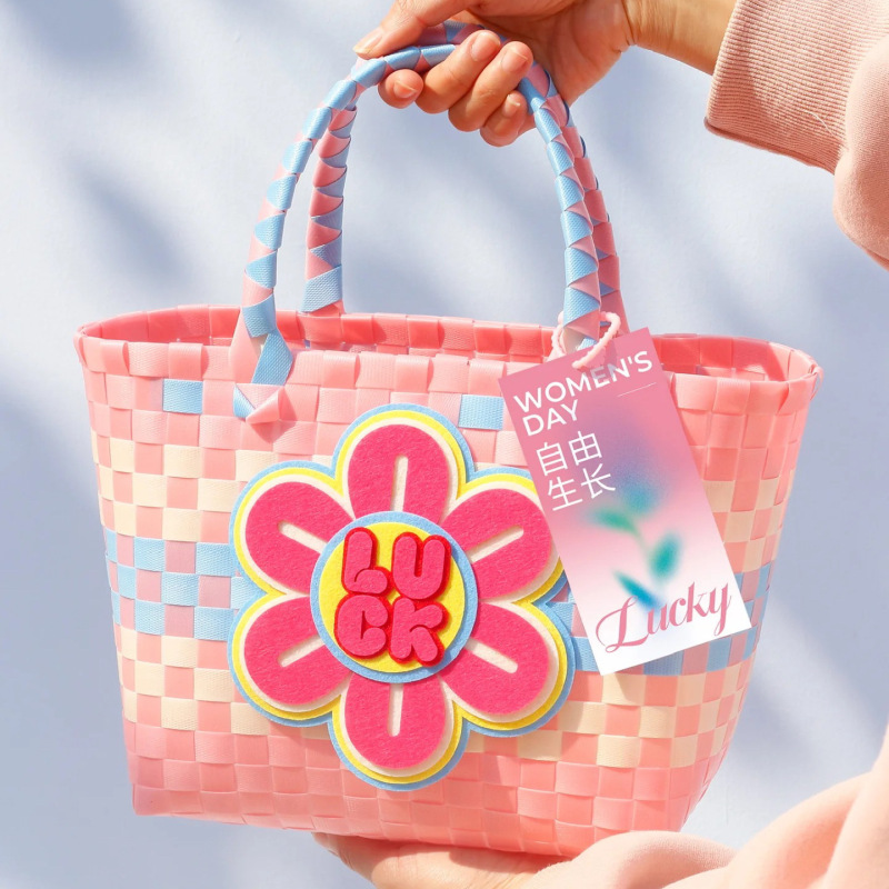 織りキャベツバスケットバッグ DIY お土産バッグ小さなバッグカラフルなハンドバッグレディースハンドバッグ女性|undefined