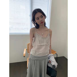 现 2025秋季新款韩国东大门baby酱温柔可调节肩带木耳边吊带