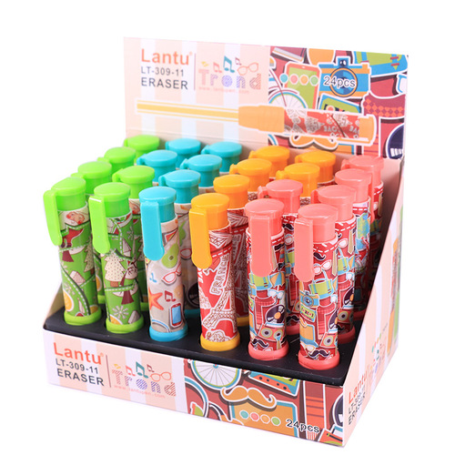 Blueprint Press-In Eraser Creative Automatic Pencil Type Eraser, Multi-Color Version, Children's School Supplies Gift