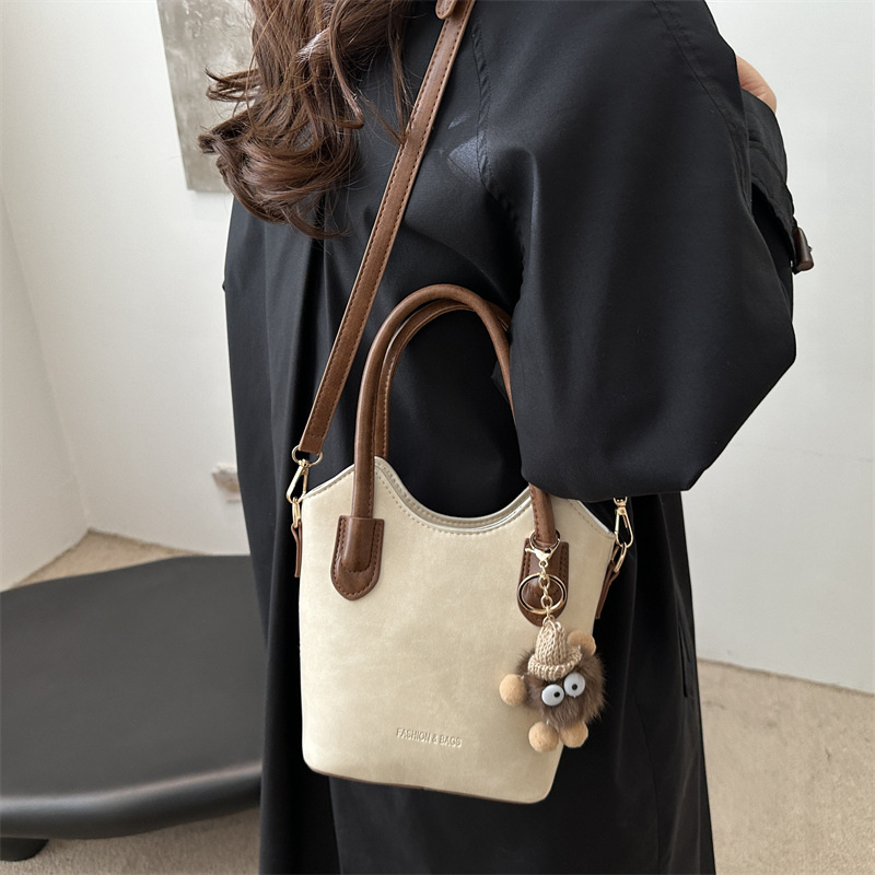 Bolso de moda retro, bolso de mano, bolso de hombro, bolso de cubo, bolso de mujer 2024, bolso de color sólido