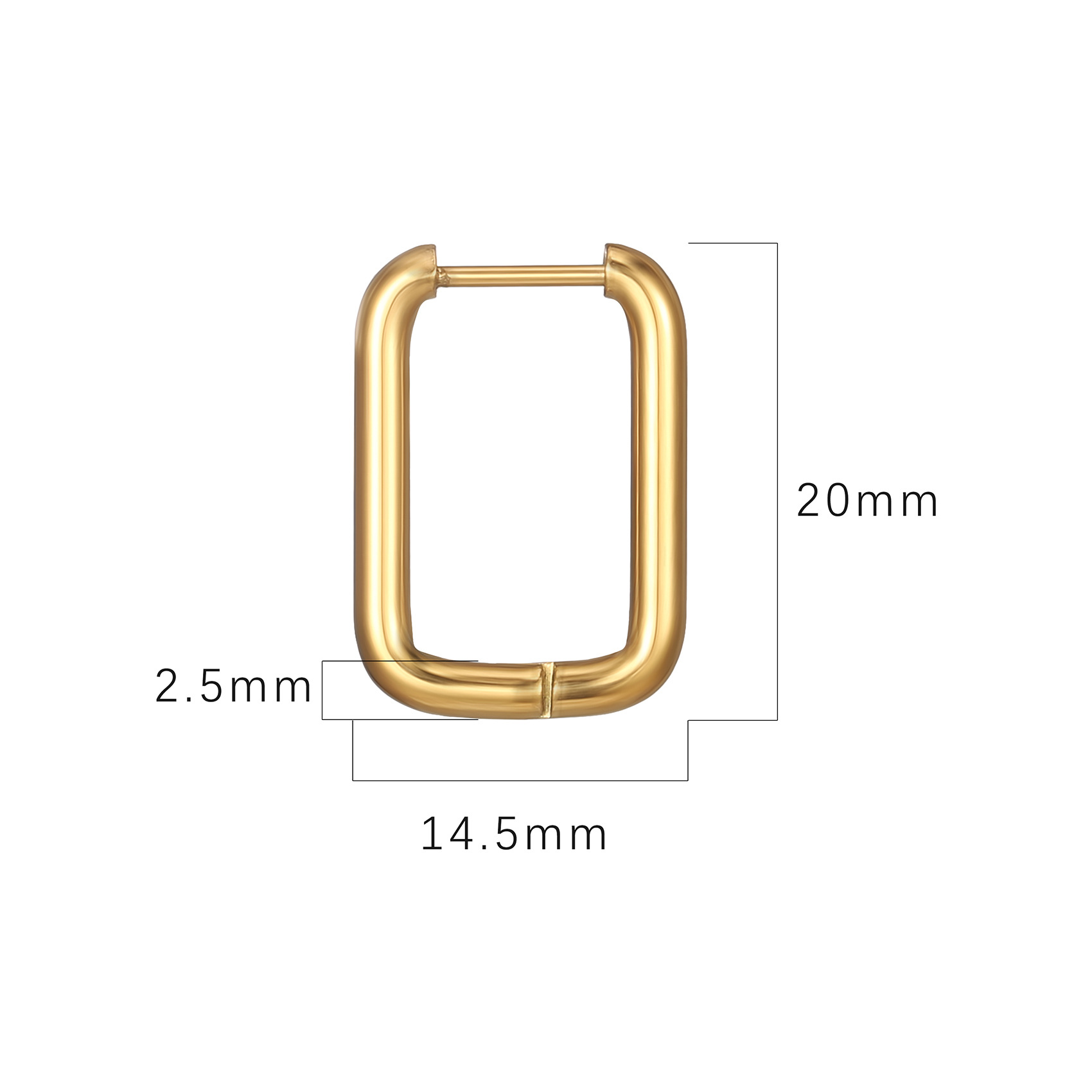 Fashion Rectangle Stainless Steel Plating Hoop Earrings 1 Pair display picture 3