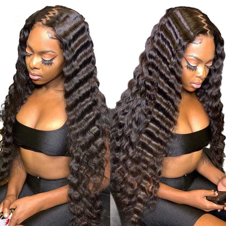 Xuchang Front Lace wig Headgear 4x 4lace closure wig deep wave 250%density Xuchang Front Lace wig Headgear 4x 4lace closure wig deep wave 250%density