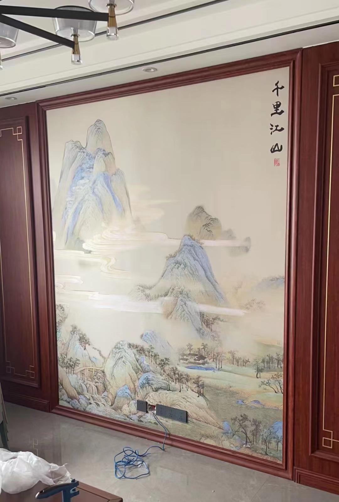 新中式背景墙千里