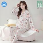 2025秋季新款仿棉睡衣女开衫长袖长裤卡通甜美少女休闲家居服套装