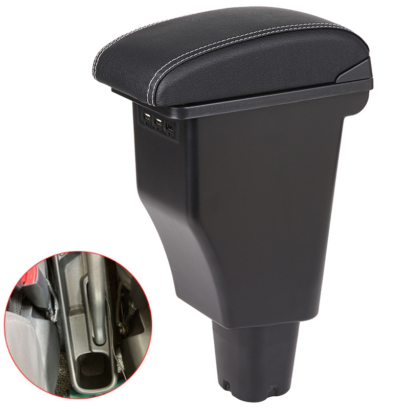 Armrest Box: Kia Armrest box - genuine-leather-black-white-line