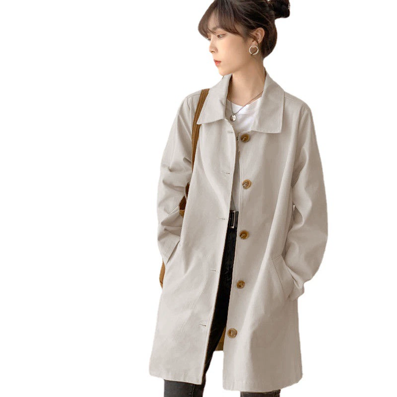 Осеннее длинное trench coat, куртка для студентов, середина длины, корейский стиль