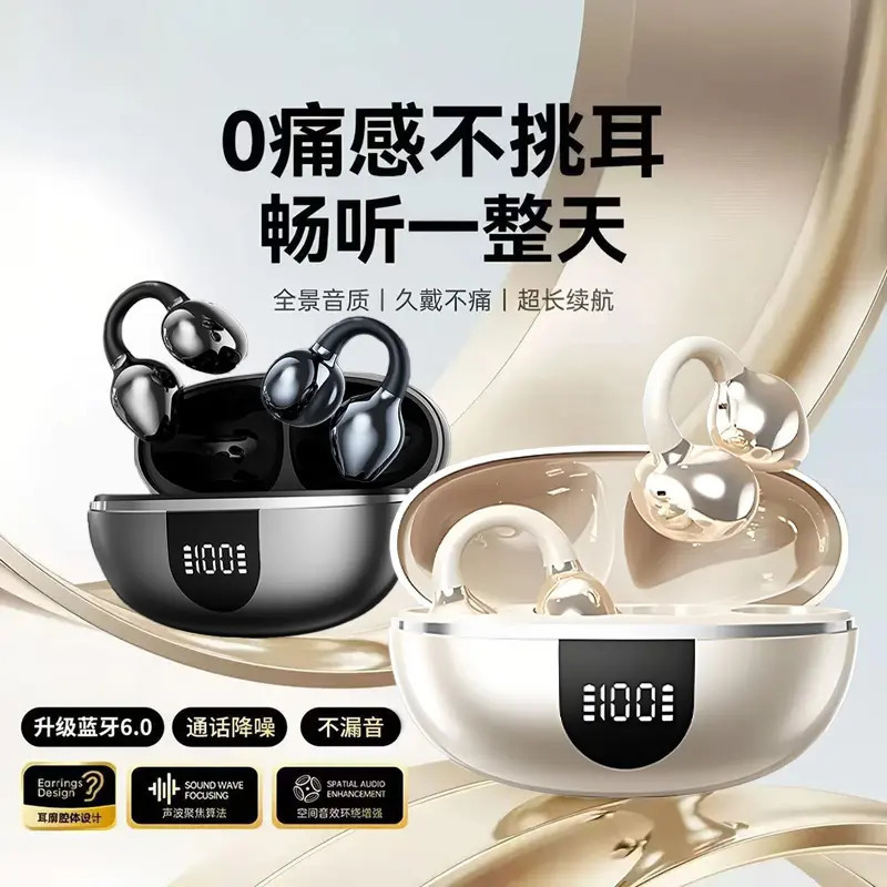 2025 New Model Js683 Wireless Bluetooth Smart Earphones, Clip-On Type, Cross-Border Trade, Non-In-Ear, Voice Control