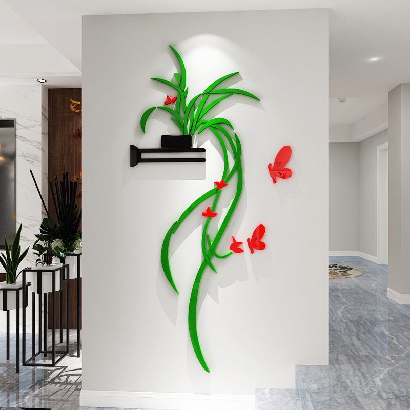 Decorative 3d Acrylic Wall Sticker Romantic Chlorophytum For Living Room_voghion.com