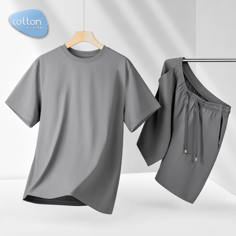 [Algodón suave de agua] Nuevo traje de pijama casual de manga corta de primavera y verano para hombres, todo el algodón puede salir a la ropa deportiva a domicilio