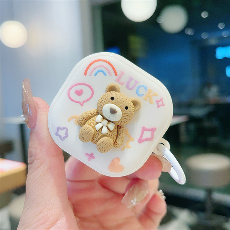 For Samsung Gaxlaxy buds FE earphone case new teddy bear earphone case drop-proof earphone case