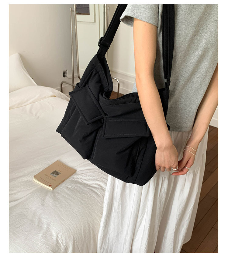 Japanese-style workwear style large-capacity single-shoulder bag, large pocket simple tote bag, ins canvas school crossbody messenger bag undefined