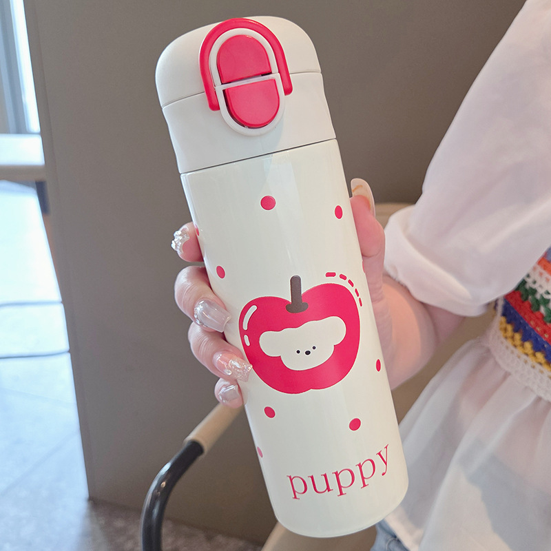 Kapibala 316 ステンレス鋼ダブルドリンク魔法瓶カップかわいい漫画ストレートカップ大容量ポータブル落下防止ストロー水|undefined