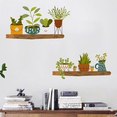 New AD9062 Fresh Green Plant Pot Plantation Bedroom Study Living Room Home Wall Decoration Sticker Self Adhesive