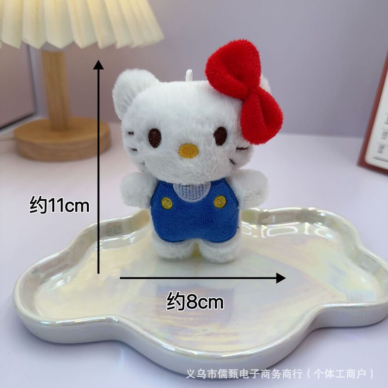 可爱毛绒领结猫咪玩偶挂件卡通粉衣Kt钥匙扣胸针箱包服装饰品配件|undefined