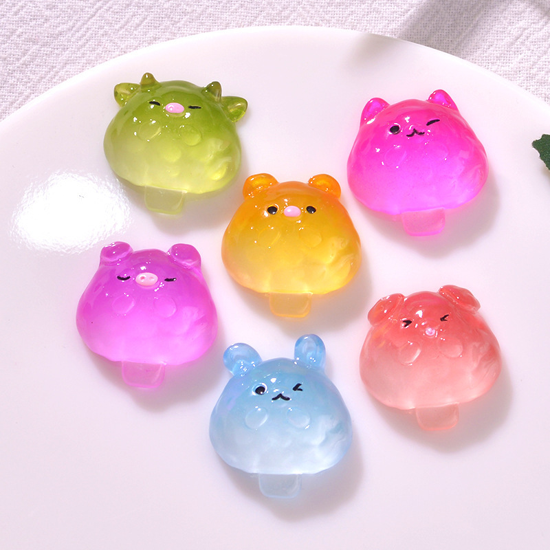 luminous cotton candy animal micro landscape desktop luminous ornaments diy accessories resin crafts