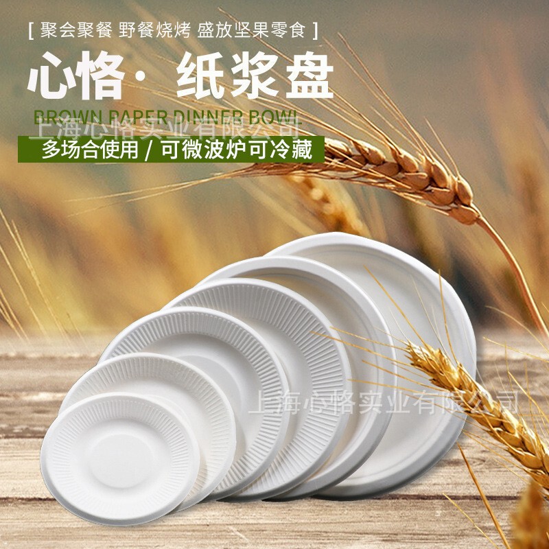 Disposable Cake Plate Round Thickened Plate Handmade Children's Round Disposable Bowl Biodegradable