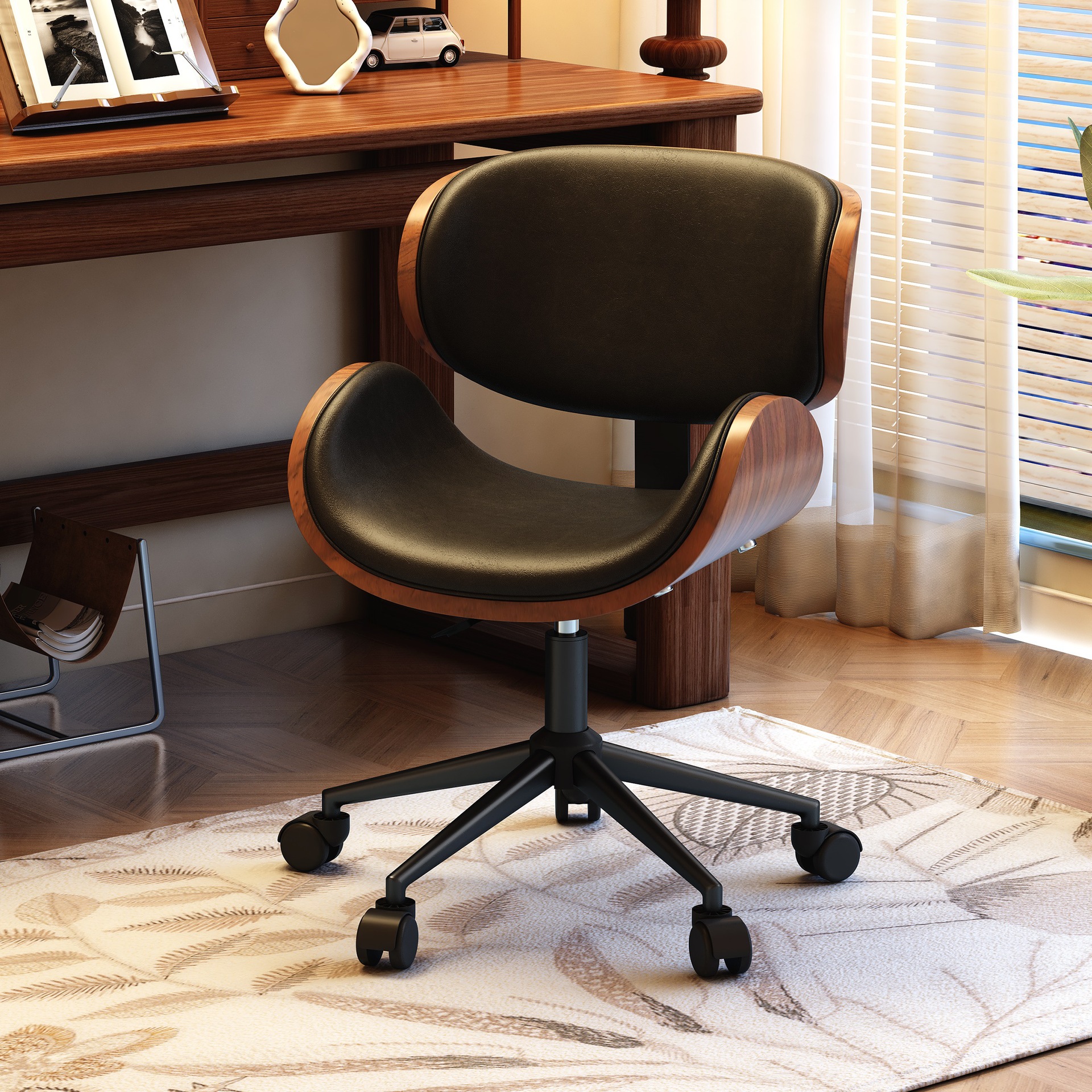 Silla de computadora de estilo medieval sala de estudio doméstica silla de respaldo de oficina elevable silla de escritorio giratorio silla de madera maciza silla imes