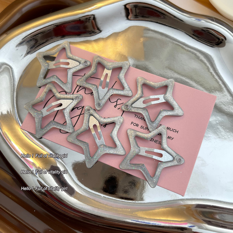 Colorido estrella flequillo de horquilla rota clip de pico de pato linda chica bb clip accesorios para el cabello clip lateral de la cabeza trasera de las mujeres