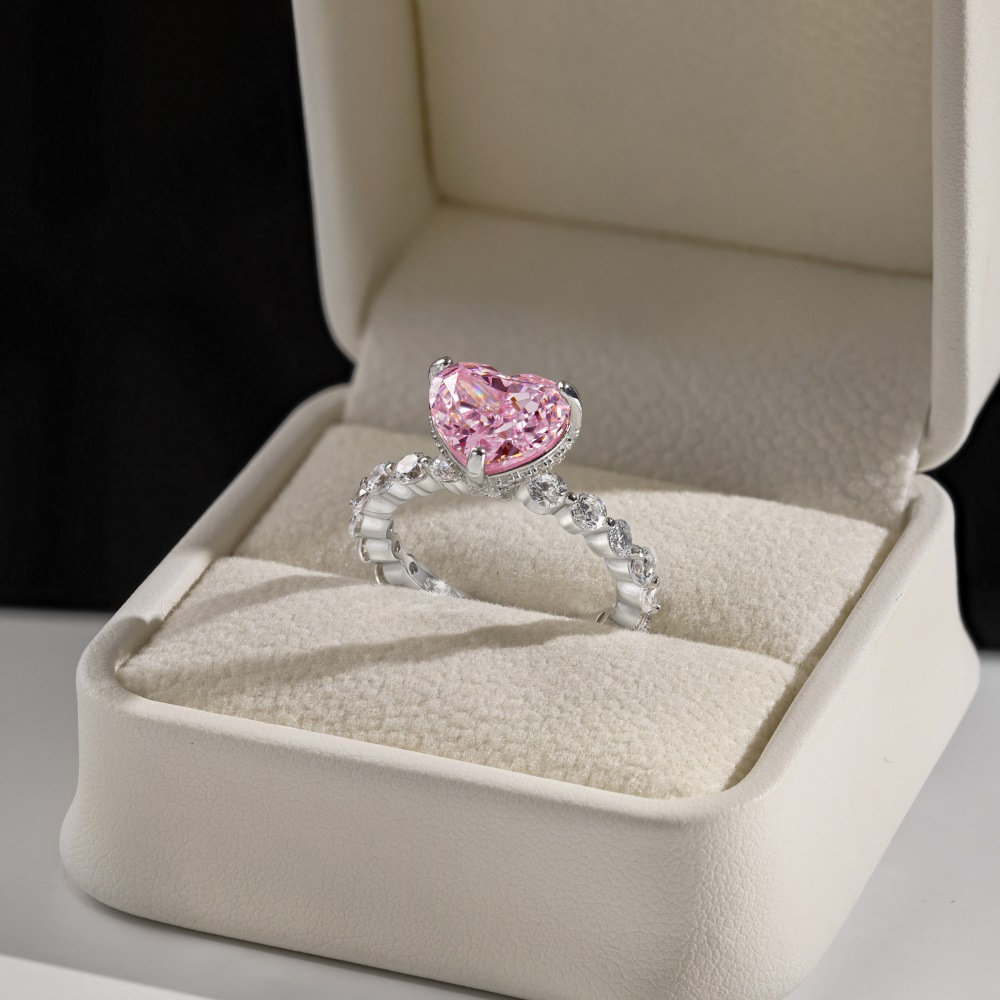 7g Weight Zircon Inlay Material Open Rings, Rings Classification 5, 9, Adjustable Ring Size 1 Piece Quantity Holiday, Daily Occasion 925 Sterling Silver Material Heart Shape Pattern Women's Gender Plating, Inlay Design Basic, Simple Style, Classic Style Style 925 Sterling Silver Zircon Heart Shape Open Rings Rings 73