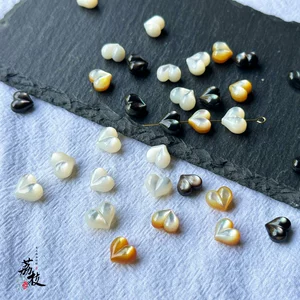 Black and White Mother-Of-Pearl Peach Heart Shell Carving Accessories DIY Bracelet Necklace Beads Spacer Beads Semi-Finished Products