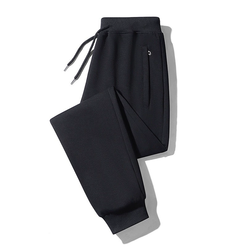 Men's cotton autumn trousers for leisure with zipper, plus size