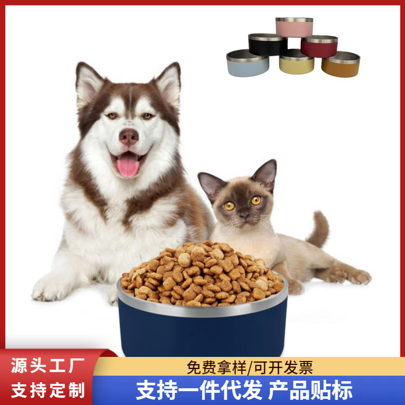 Acero inoxidable antideslizante redondo para perros tazón de gran calibre para mascotas antideslizante desgaste para mascotas alimentación al por mayor en stock
