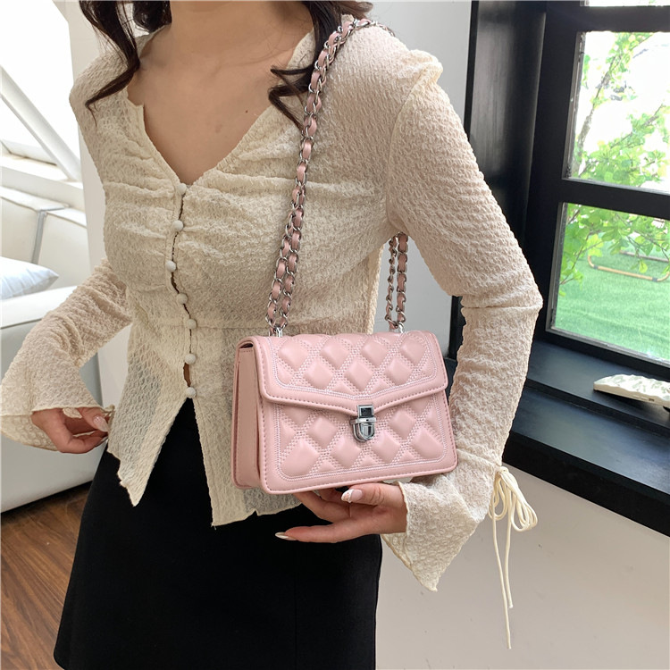 Cross-border Popular Diamond-pattern Embroidered Small For Women, 2025 New Versatile Chain Crossbody Bag, Fashionable_voghion.com