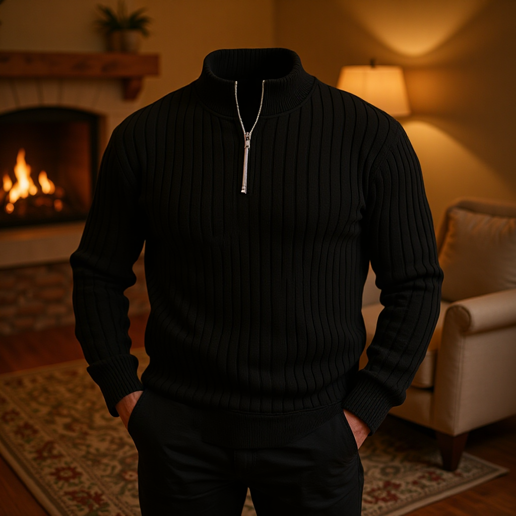 Autumn Long-Sleeved Knitwear for Men 2025 New European and American Style Casual Pullover Half-Zip Pure Color Stand-Up Collar Knitwear for Men