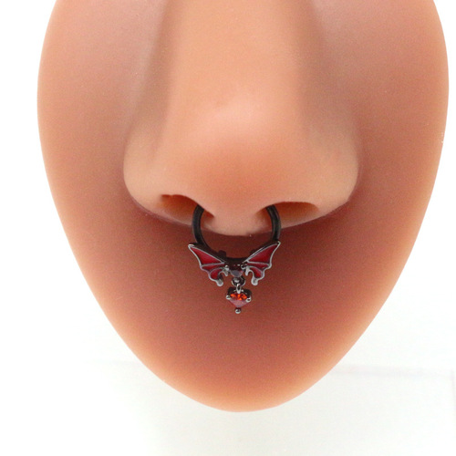 Gaby European and American cross-border butterfly navel ring, bat chest ring, nose nail, ear bone nail, heart-shaped navel ring piercing jewelry