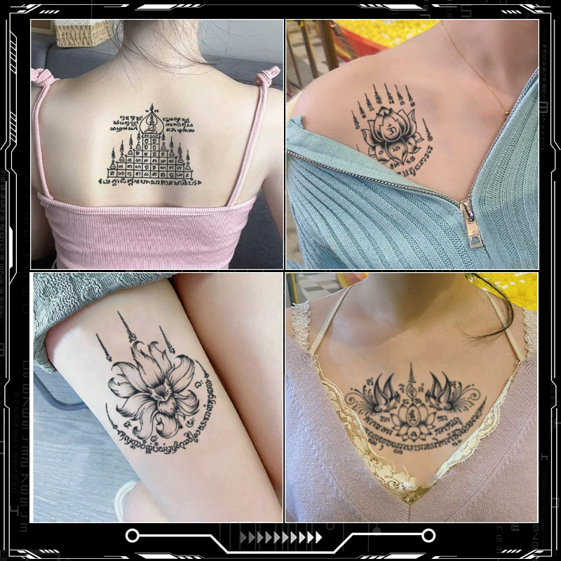 [14 вариантов] Thai Bible explosion half -armed herbal juice tattoo sticker waterproof long -lasting male high face value