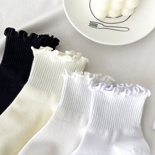 Socks for women, short socks for girls, lolita socks with wooden ears, jk with small leather shoes, sweat-absorbent socks for women