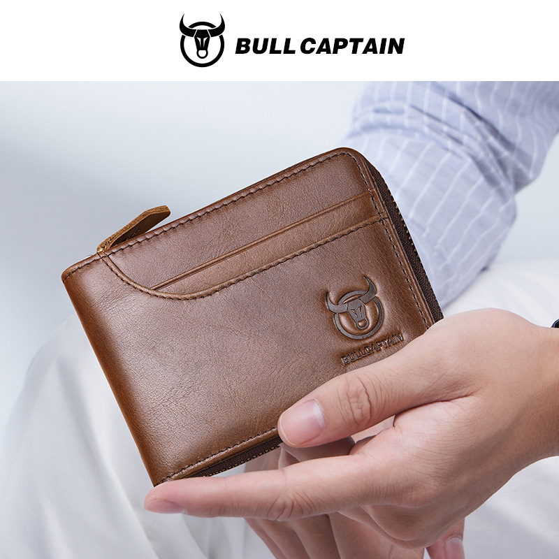 Capitán Niu cuero corto horizontal primera capa billetera de piel de vaca casual Cambio de licencia de conducir cartera ranura para tarjeta multifuncional